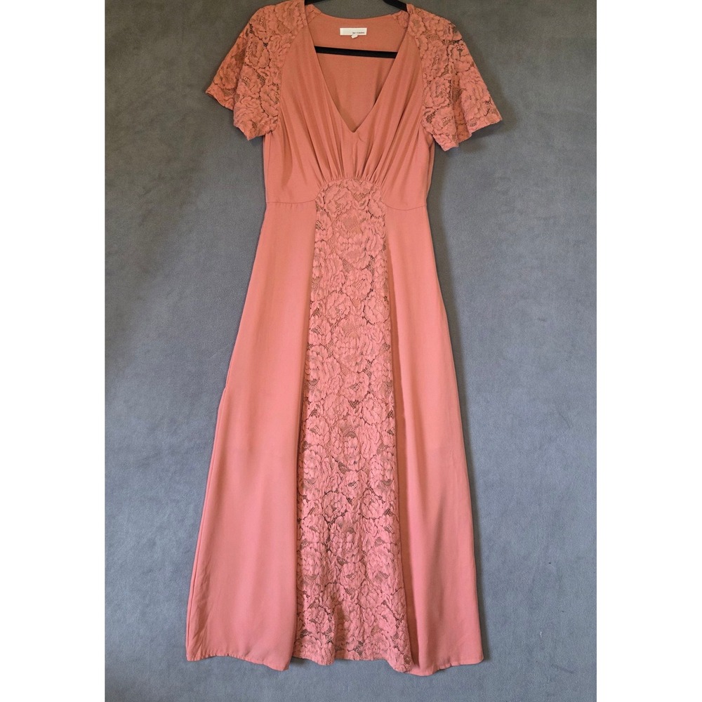 June & Hudson Lace V-Neck Maxi Dress Women Large Boho Cottage Ethereal Fairy